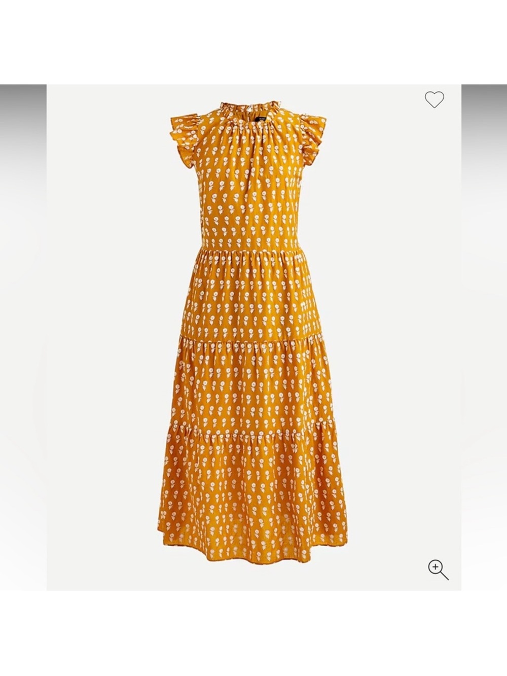 JCrew Mustard Floral Tiered Midi Dress - Women